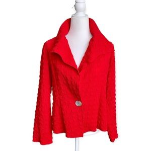 Red Lightweight Jacket Unlined Donna Toran brand size Large Like New Condition